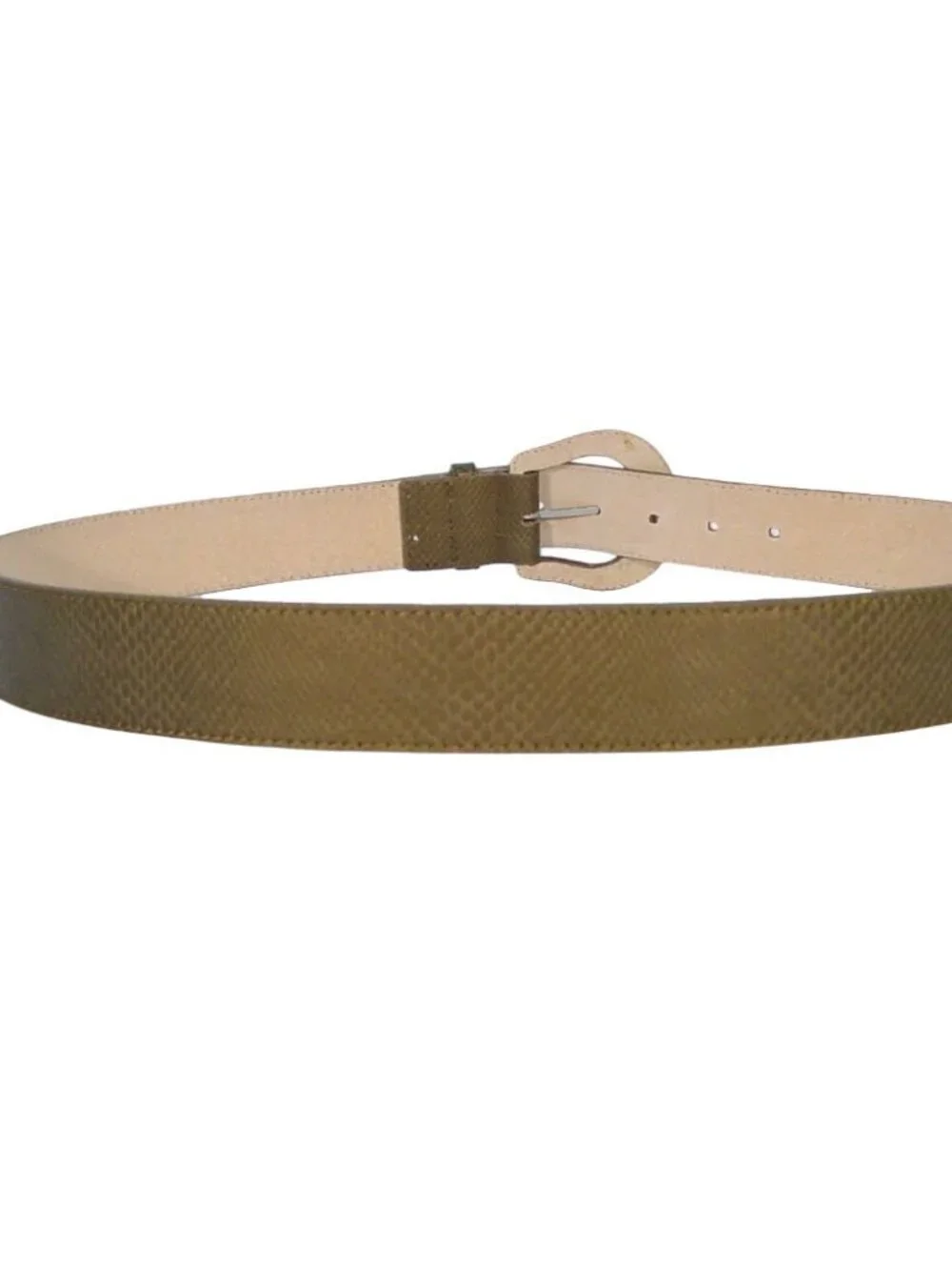NINE WEST Wide Bronze Snakeskin-Embossed Leather Belt Women's XL - Picture 3 of 4